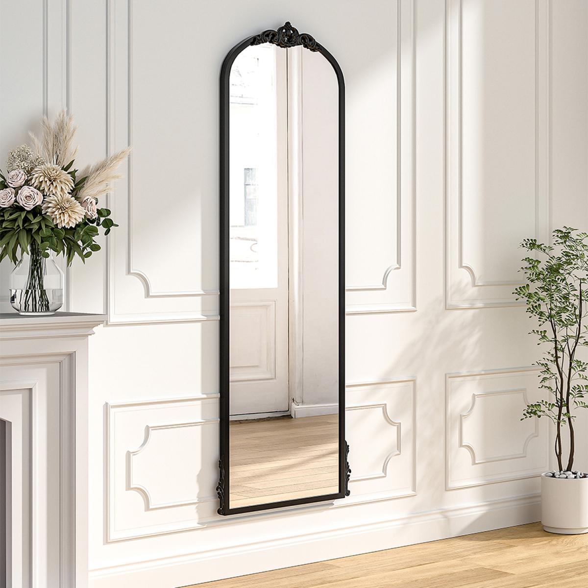 Arch-Top Metal Framed Full-Length Wall Mirror - Black – image 7