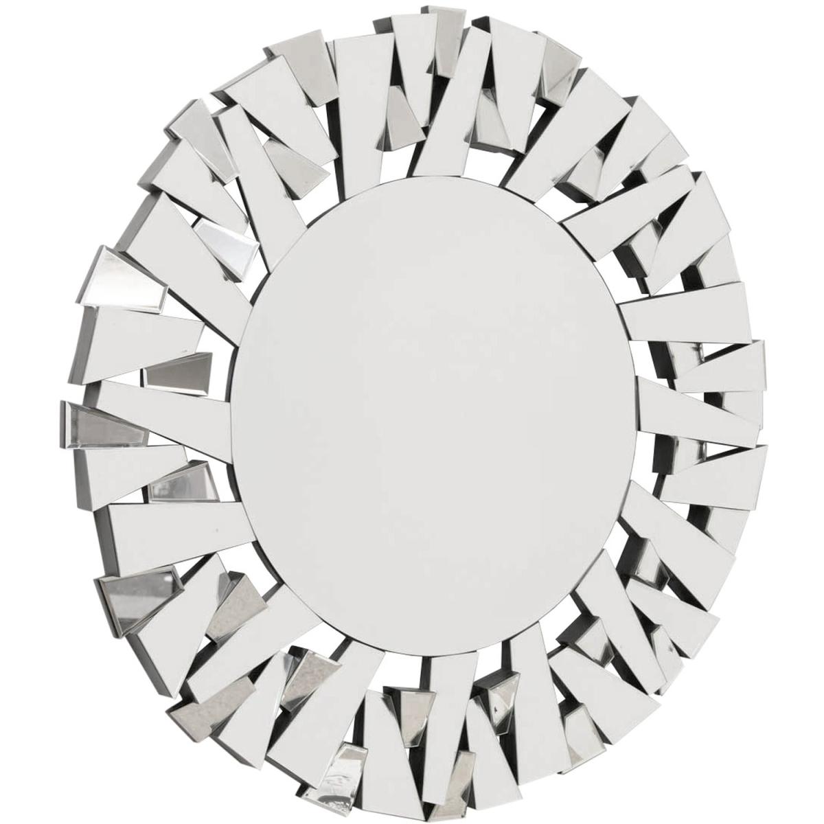 MirrorOutlet All Glass Modern Segmented Round Mirror 98 x 98cm - Silver – image 2