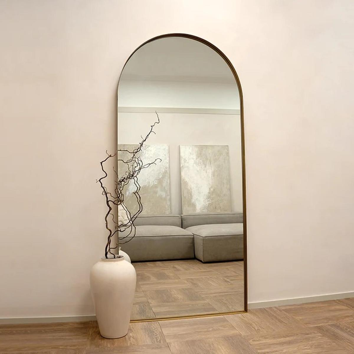 Ottilie Lean To Full Length Wall Mirror Large Arch - Gold