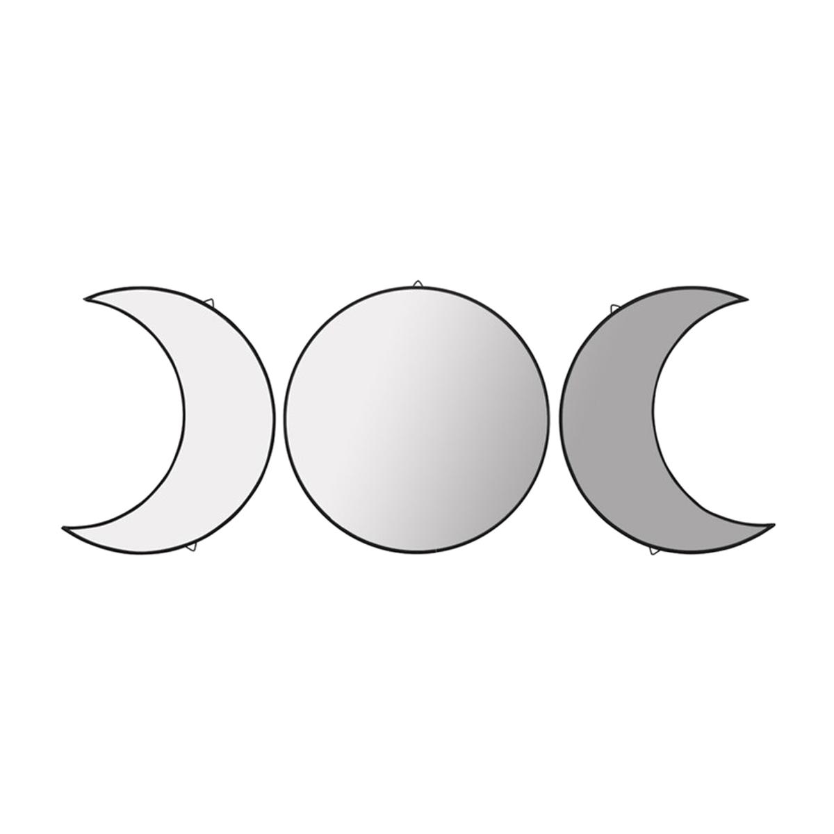 Triple Three Piece Moon Mirror - Black