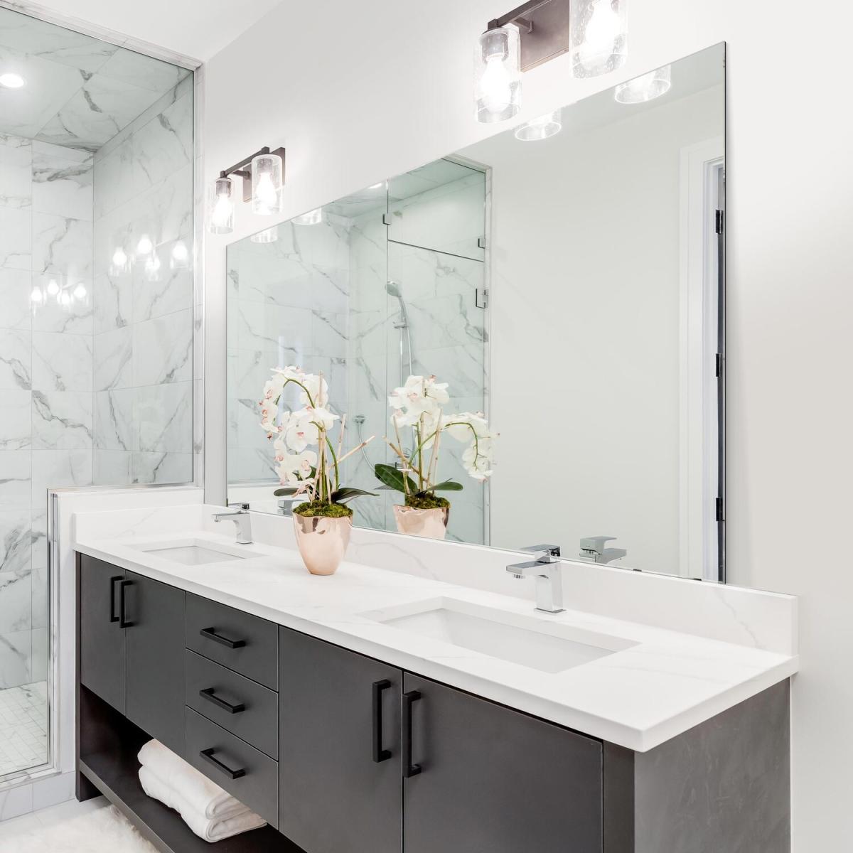Large Mirror Glass Polished Edges with 4 Holes - Clear – image 1
