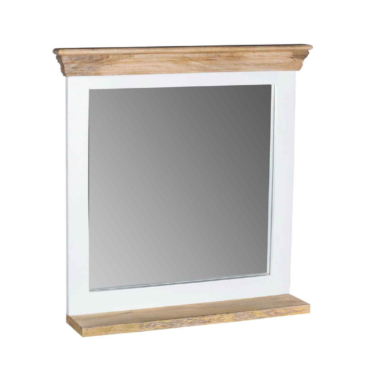 Solid Mango Wood Wall Mirror White - White – image 2