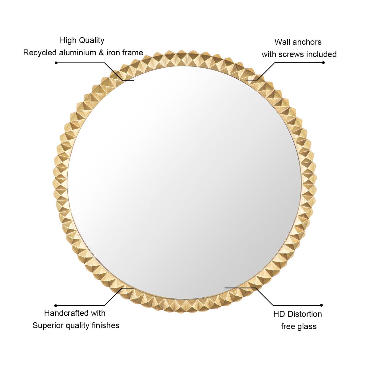Paragon Brass Decorative Wall Mirror Metal Frame, Brass, 61cm Round. - Brass – image 6