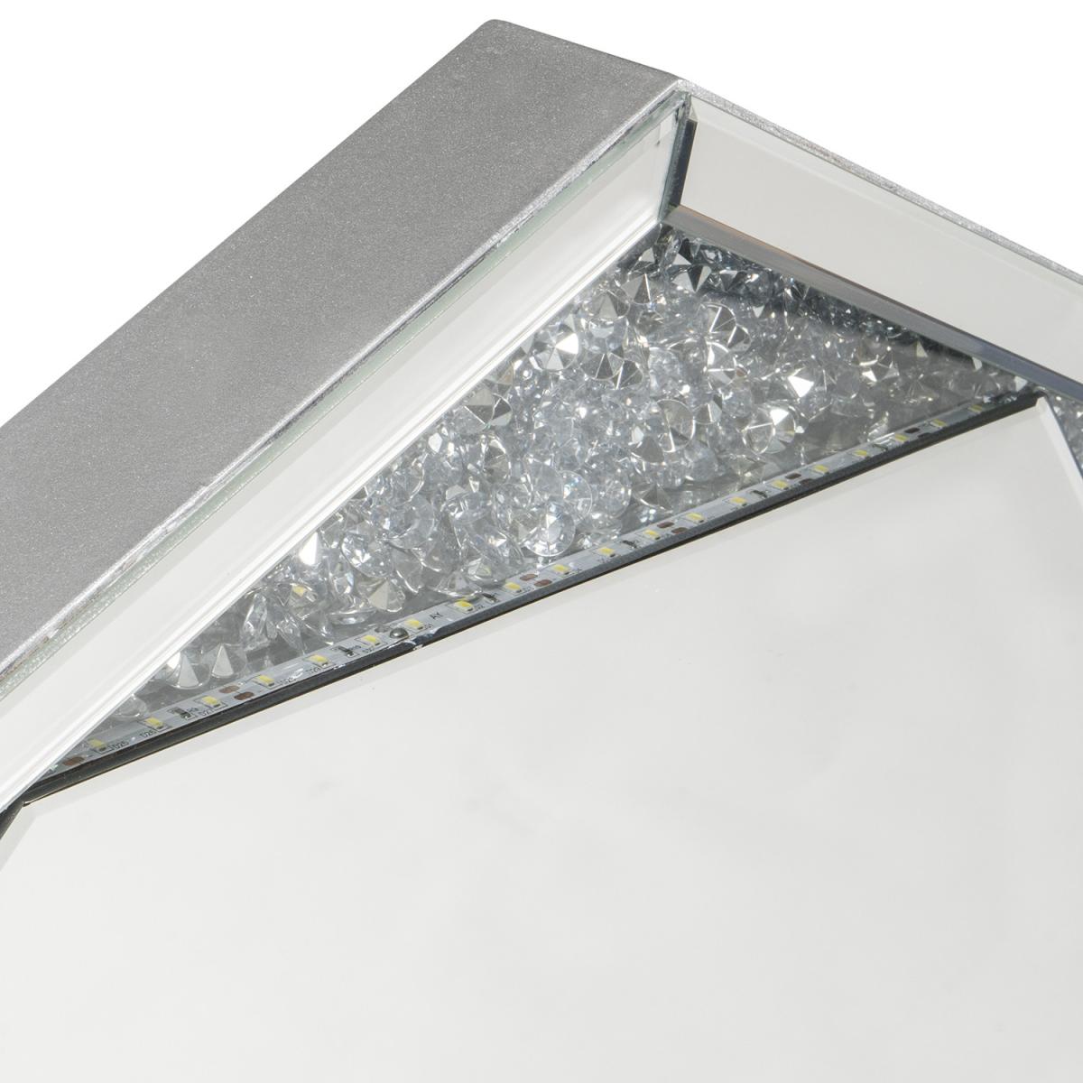 Octagonal LED Crystal Effect Mirror - Silver – image 2