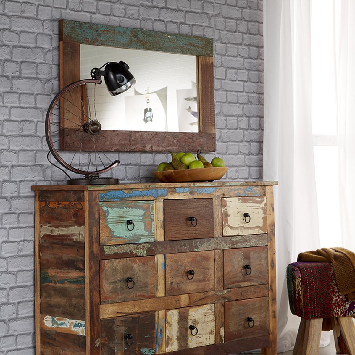 Reclaimed Boat Wood Rectangular Wall Mirror - Multi – image 3