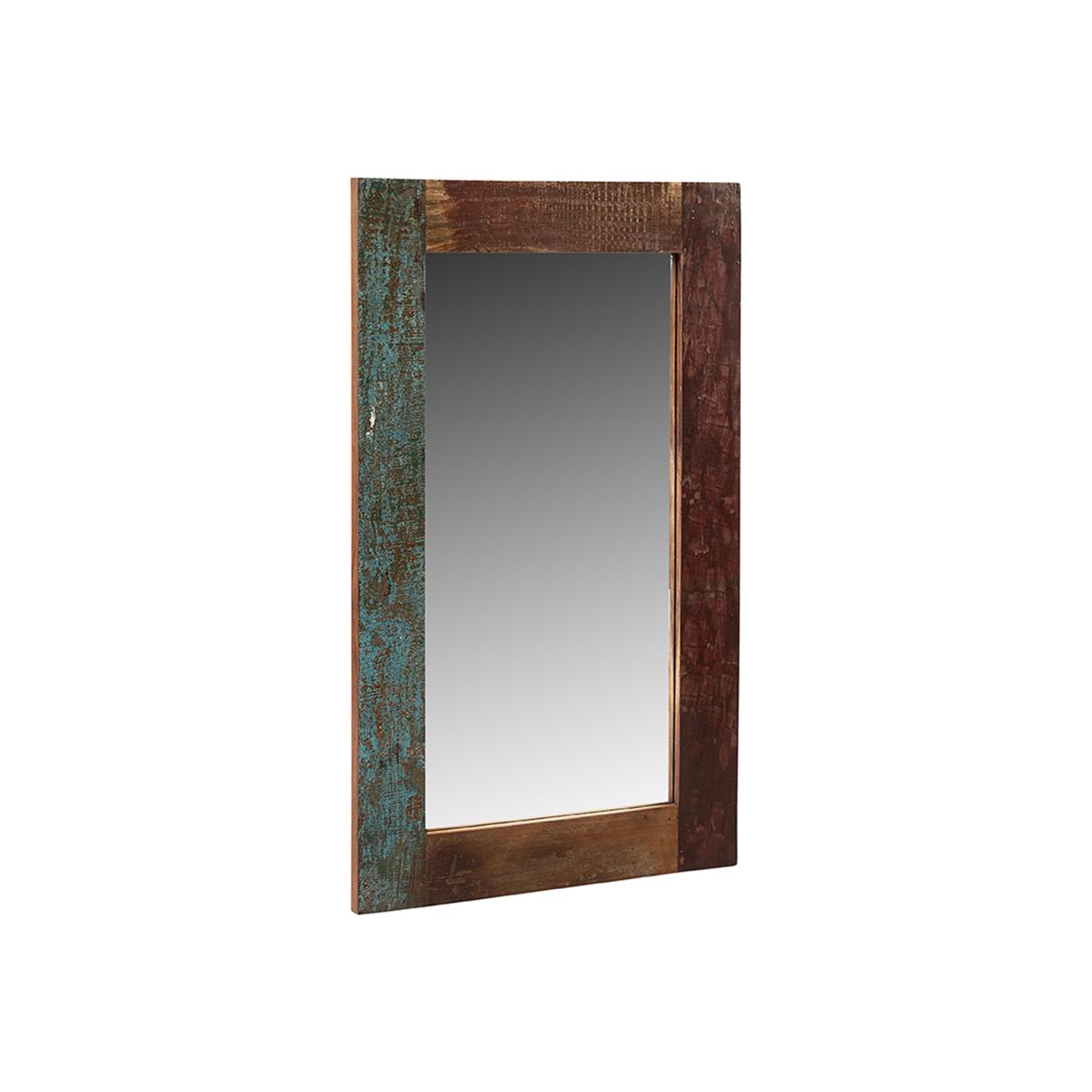 Reclaimed Boat Wood Rectangular Wall Mirror - Multi – image 1