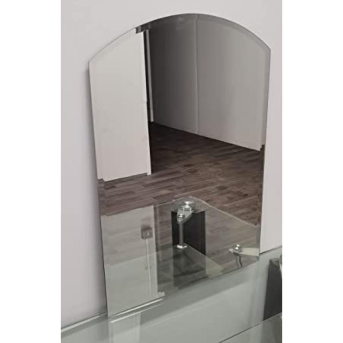 Deenz Wall Mounted Mirror, Arch Design, Frameless Contemporary - Silver – image 2