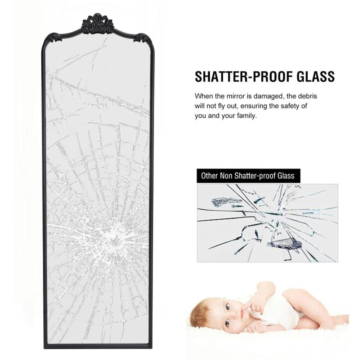 Antique Black Metal Floor Mirror - Black – image 5