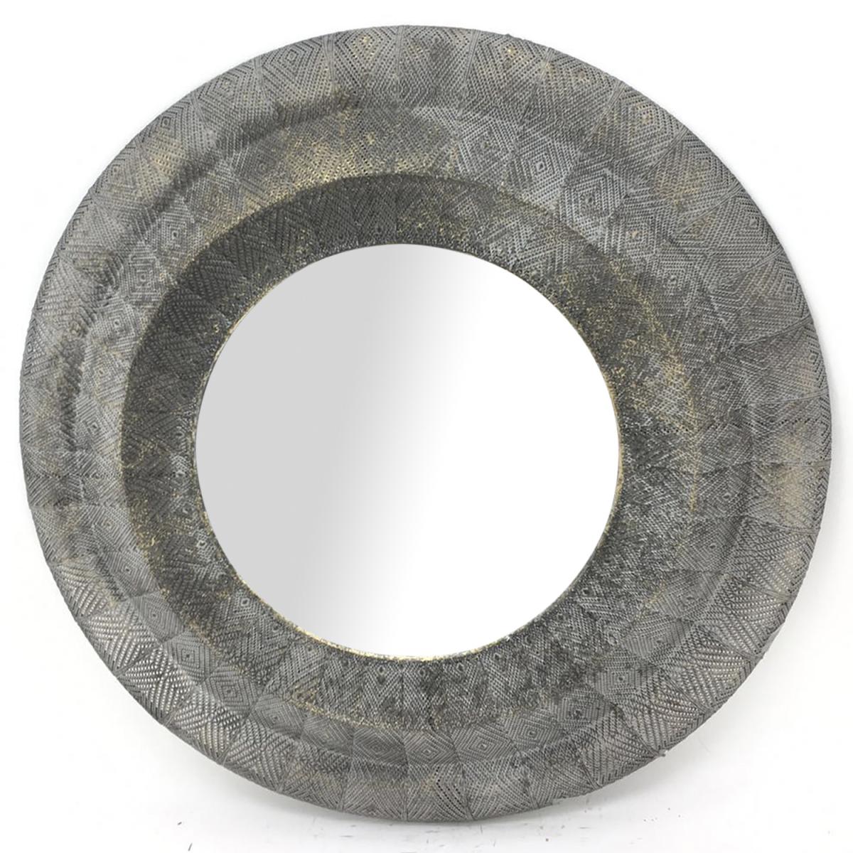 Layla Round Patterned Metal Mirror – image 2