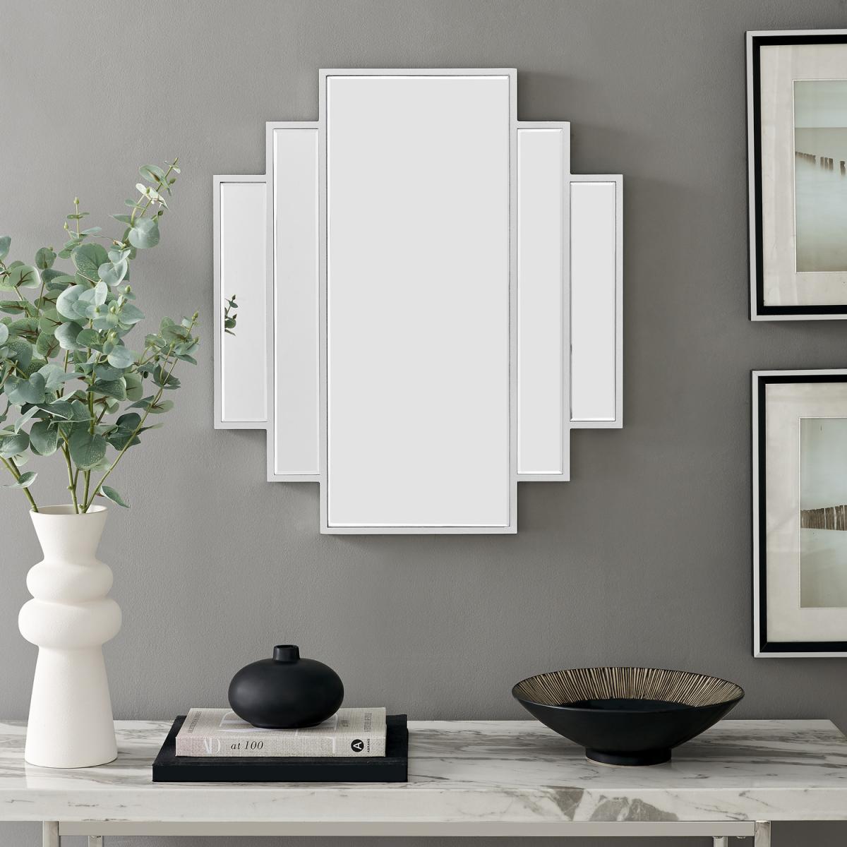 Deco 1920s Inspired Silver Framed Wall Mirror - Small / 6.5kg – image 4
