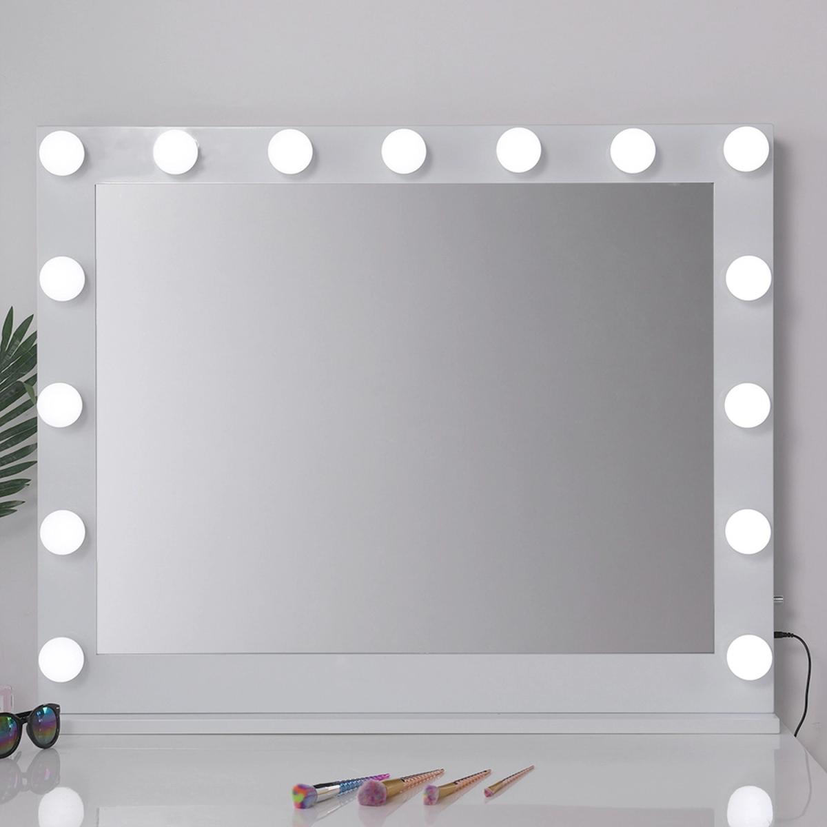 Large Vanity Tabletop Makeup Mirror with Dimmable Light - White – image 2