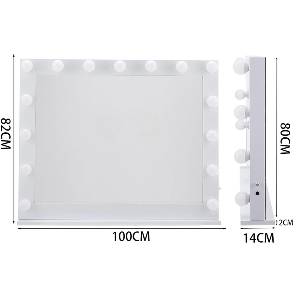 Large Vanity Tabletop Makeup Mirror with Dimmable Light - White – image 6
