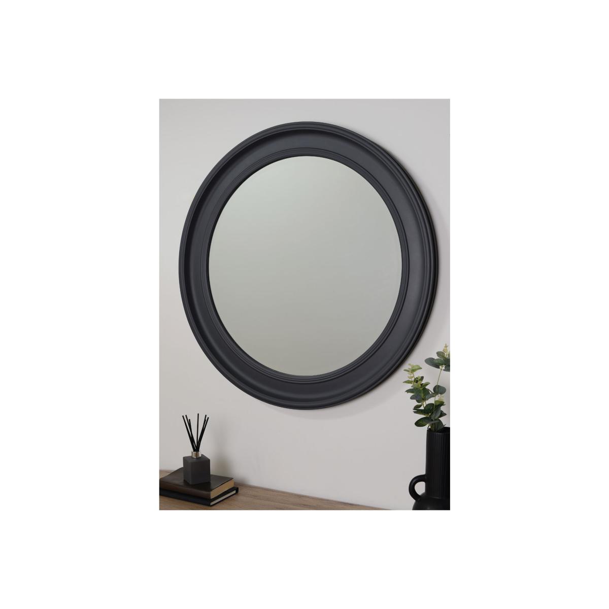 Dark Grey Bevelled Round Mirror – image 1