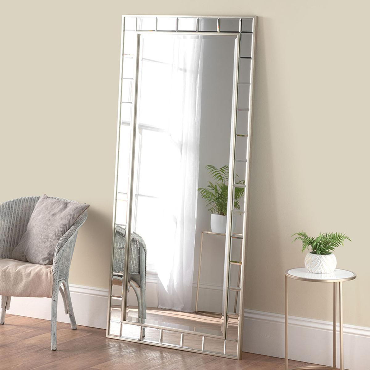 Full Length Champagne Bevelled Mirror - Silver