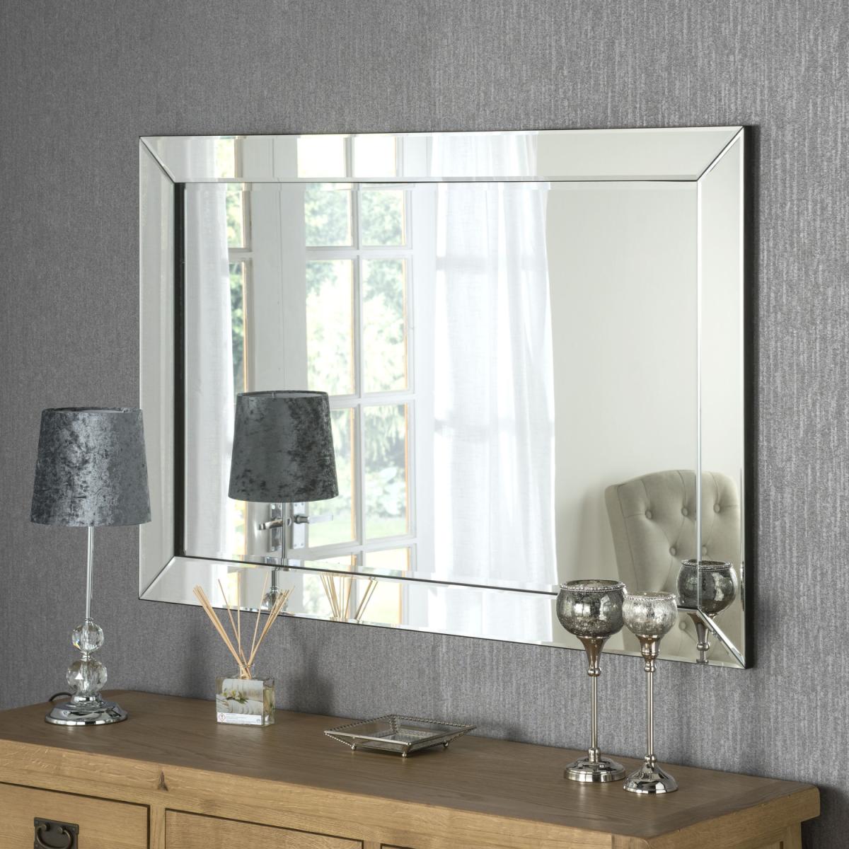 Contemporary Angled Wall Mirror - Black / 54cm