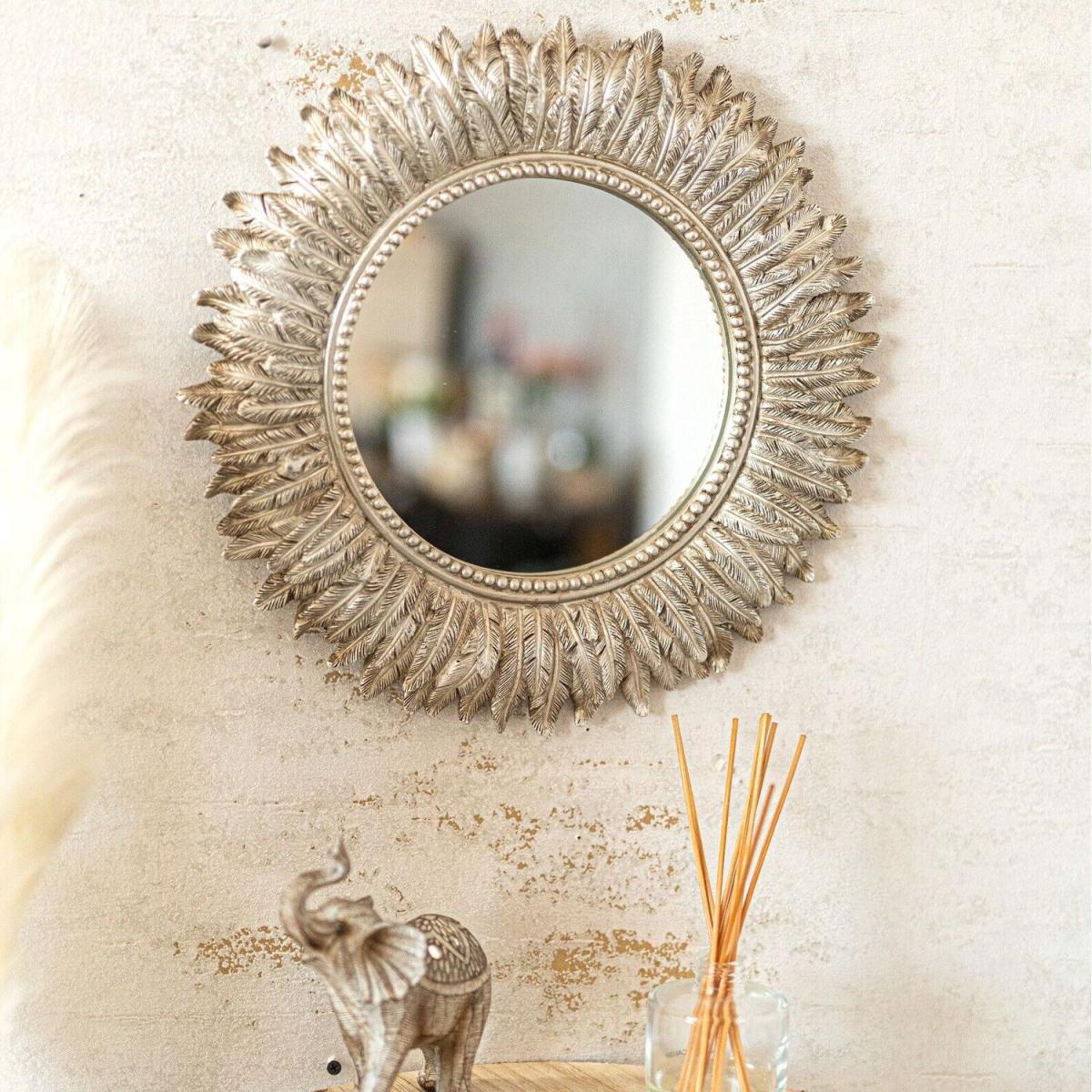 Feathered Distressed Mirror - Gold – image 8