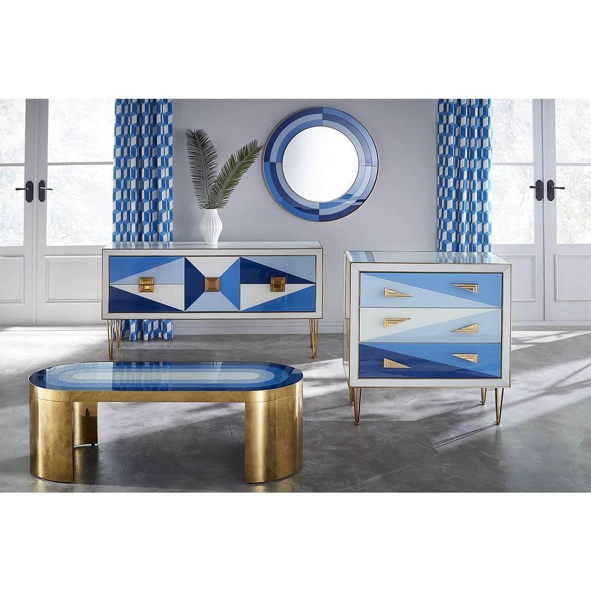 Jonathan Adler I Harlequin Round Mirror I Multi Blue – image 3