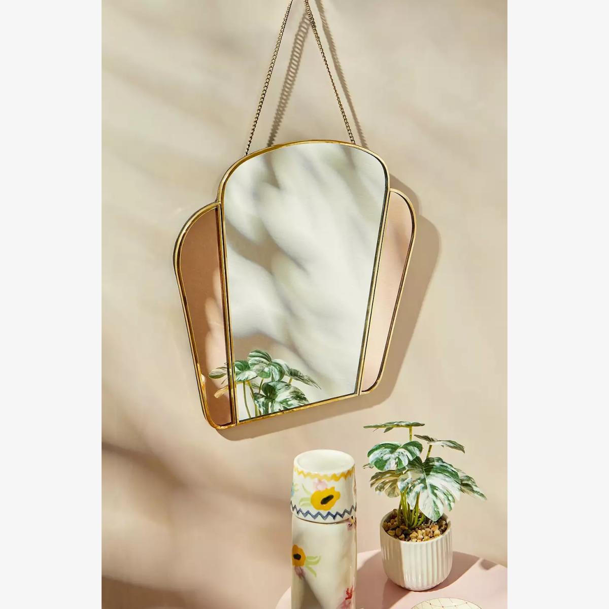 Art Deco Wall Mirror - Grey 36.8cm x 78.7cm at Urban Outfitters – image 1