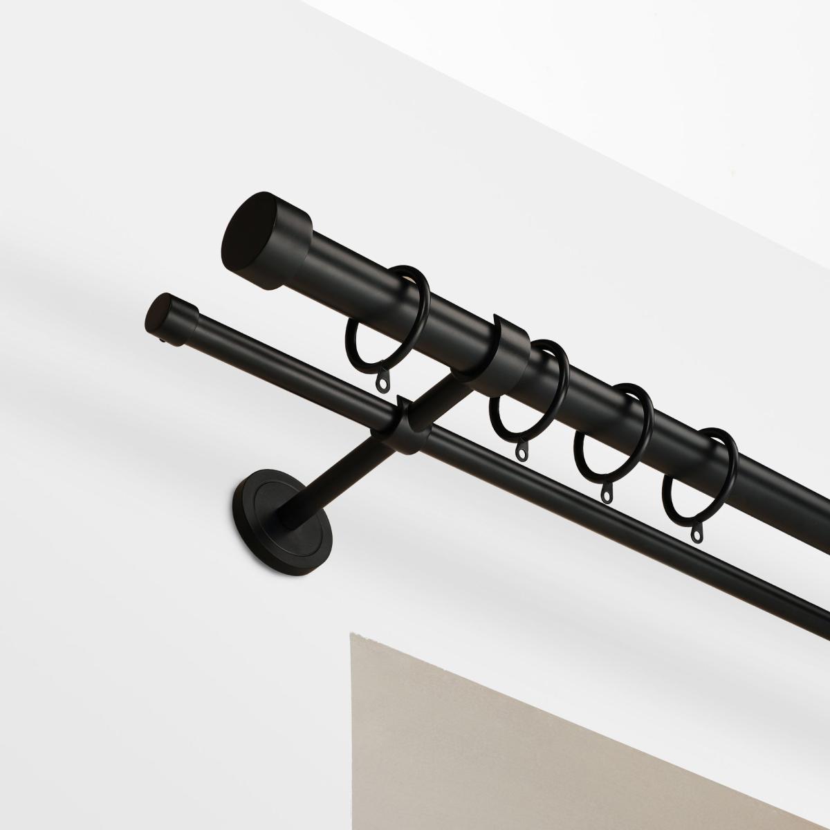 Trinity Metal Double Extendable Curtain Pole Matt Black – image 2