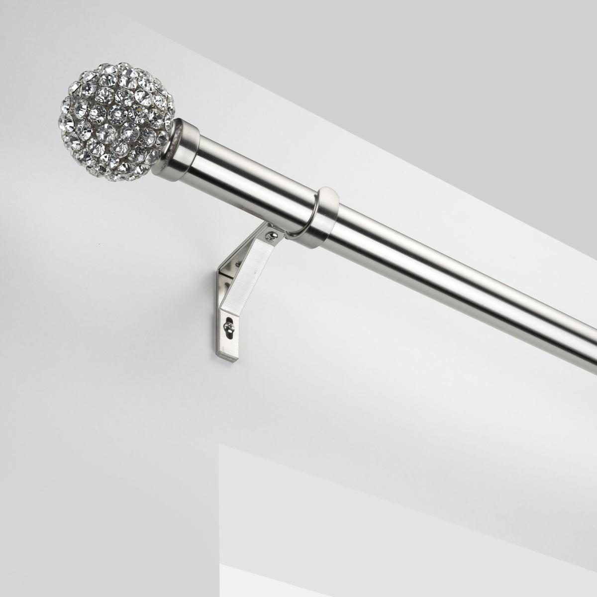 Diamante Cluster Satin Silver Eyelet Curtain Pole Dia. 28mm Silver – image 2