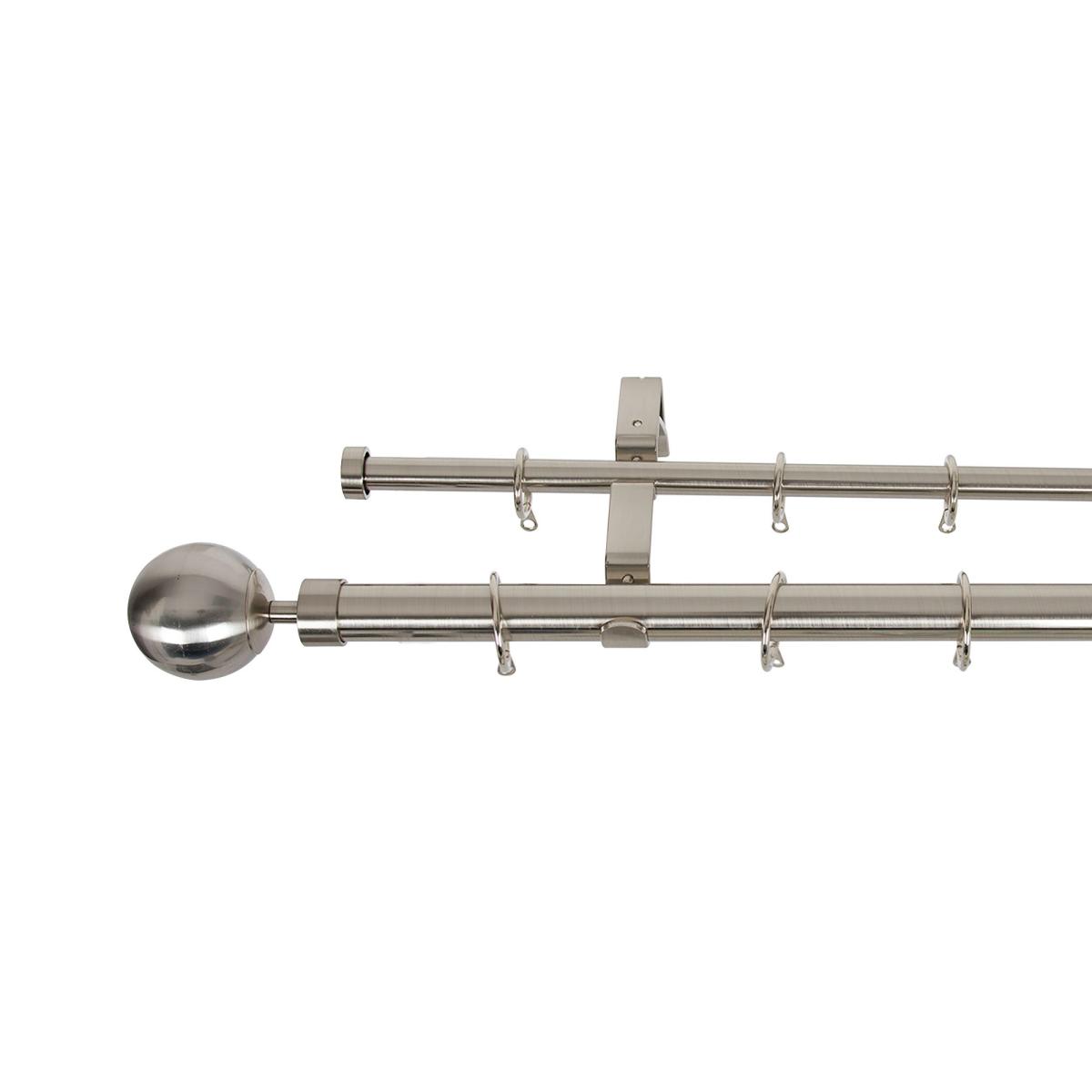 Oslo Double Layer Extendable Curtain Pole Satin Steel (Silver) – image 4
