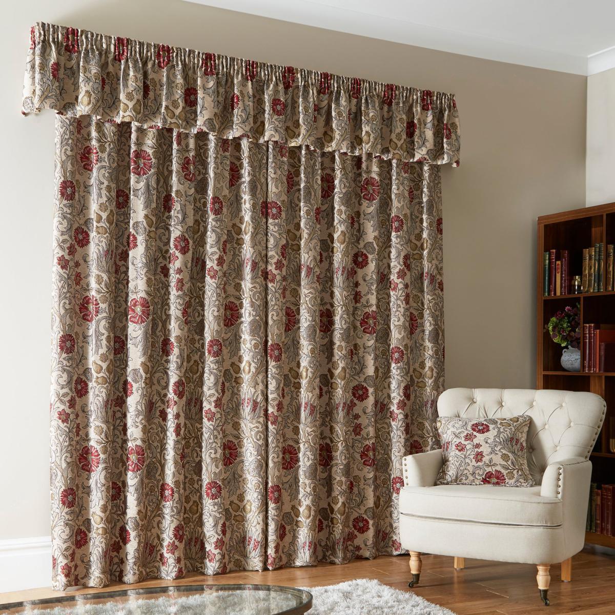 Betsy Natural Chenille Jacquard Pelmet Brown and Red – image 4