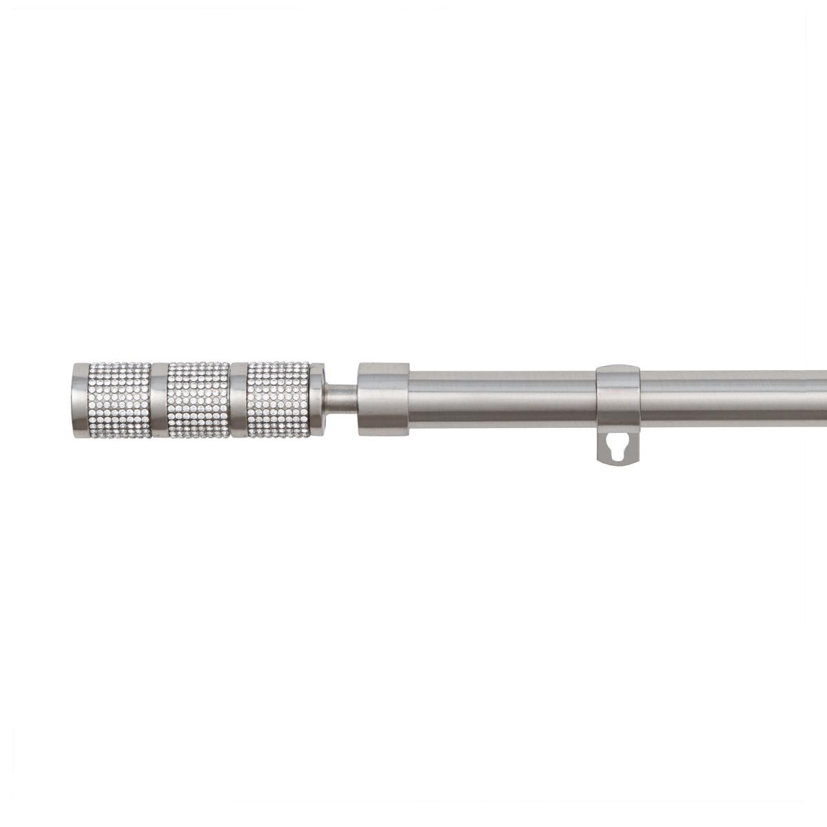 Diamante Barrel Extendable Eyelet Curtain Pole Dia. 16/19mm Satin Steel (Silver) – image 2