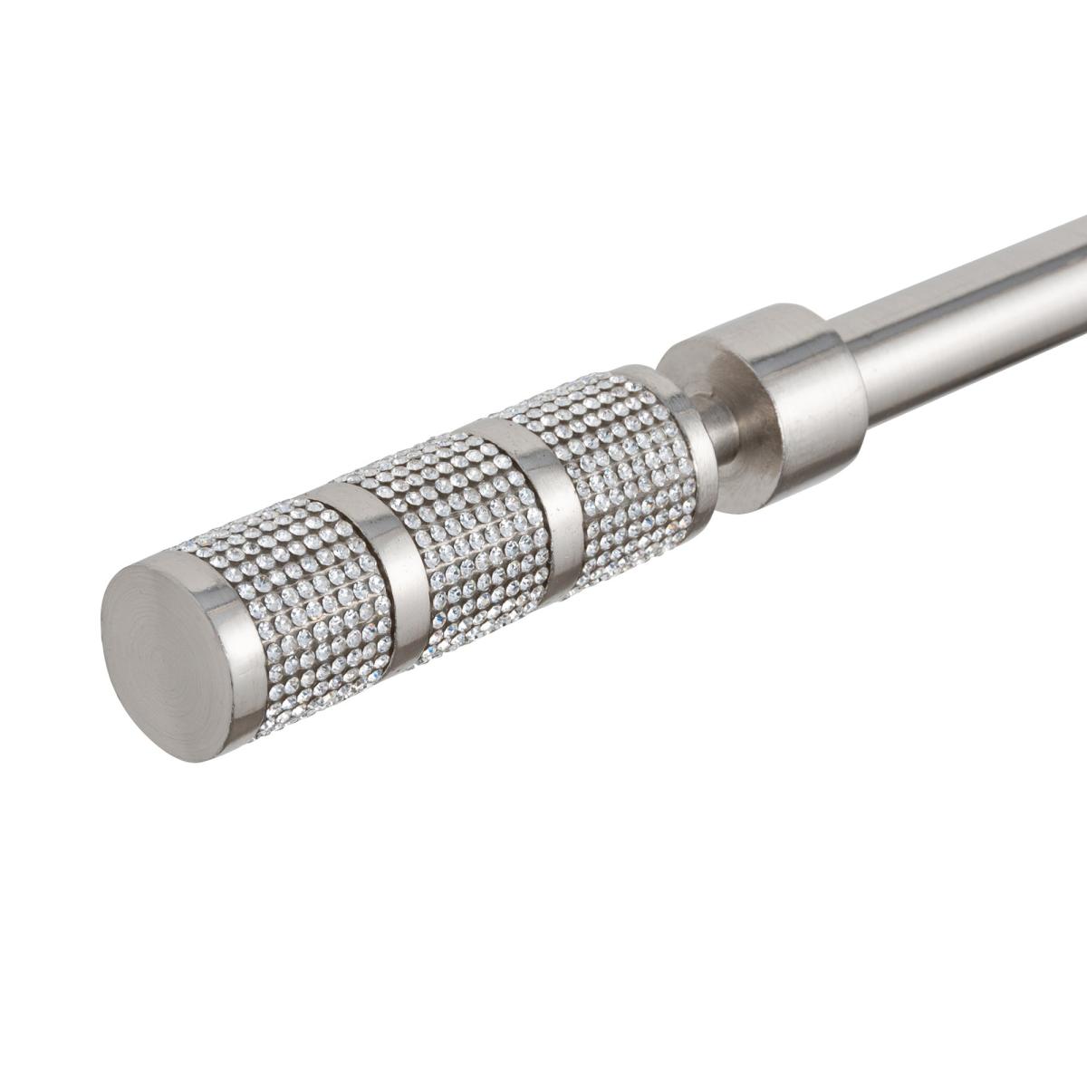 Diamante Barrel Extendable Eyelet Curtain Pole Dia. 16/19mm Satin Steel (Silver) – image 3