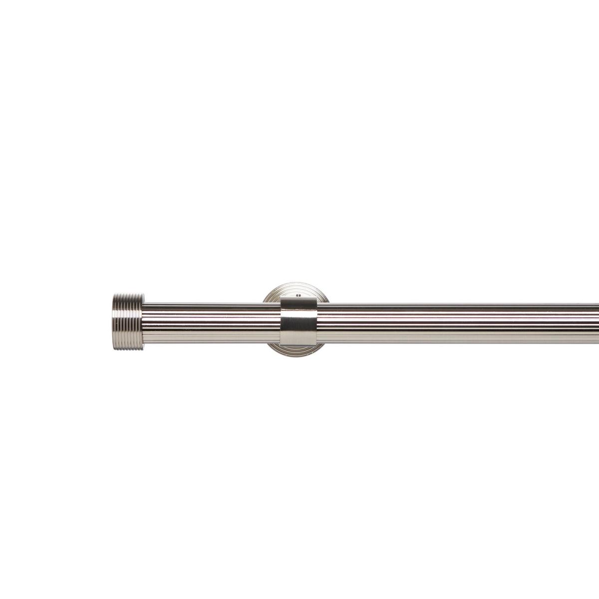 Ribbed Metal Extendable Eyelet Curtain Pole 25/28mm Satin Steel (Silver) – image 2
