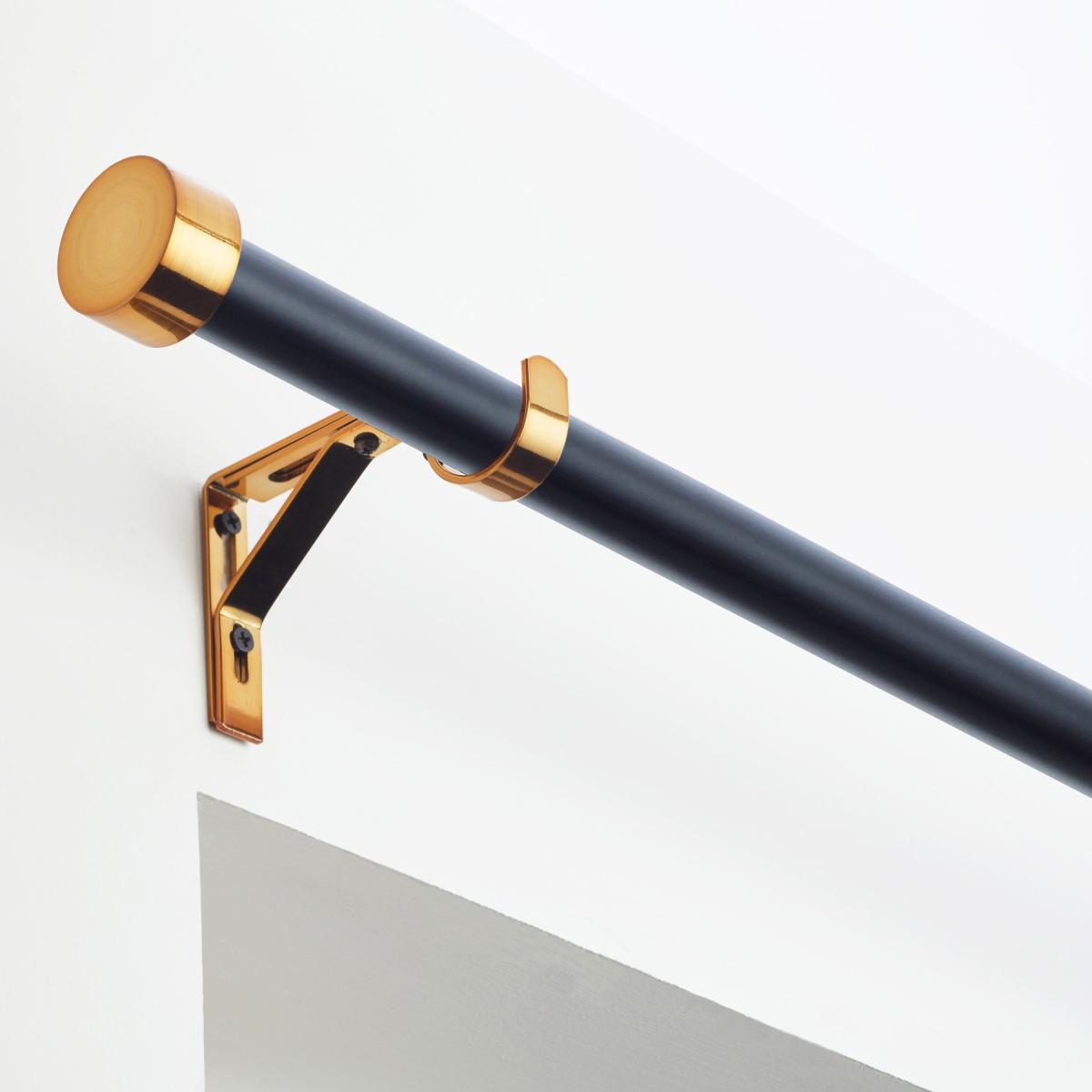 Trinity Fixed Eyelet Curtain Pole Black/Gold – image 2