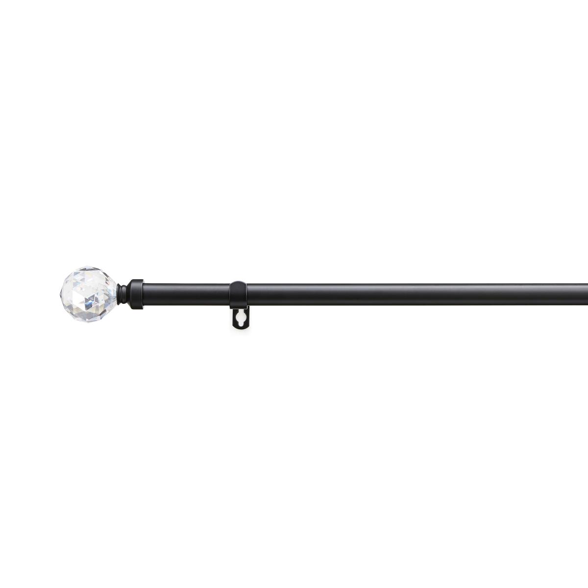 Crystal Ball Extendable Metal Eyelet Curtain Pole Matt Black – image 2