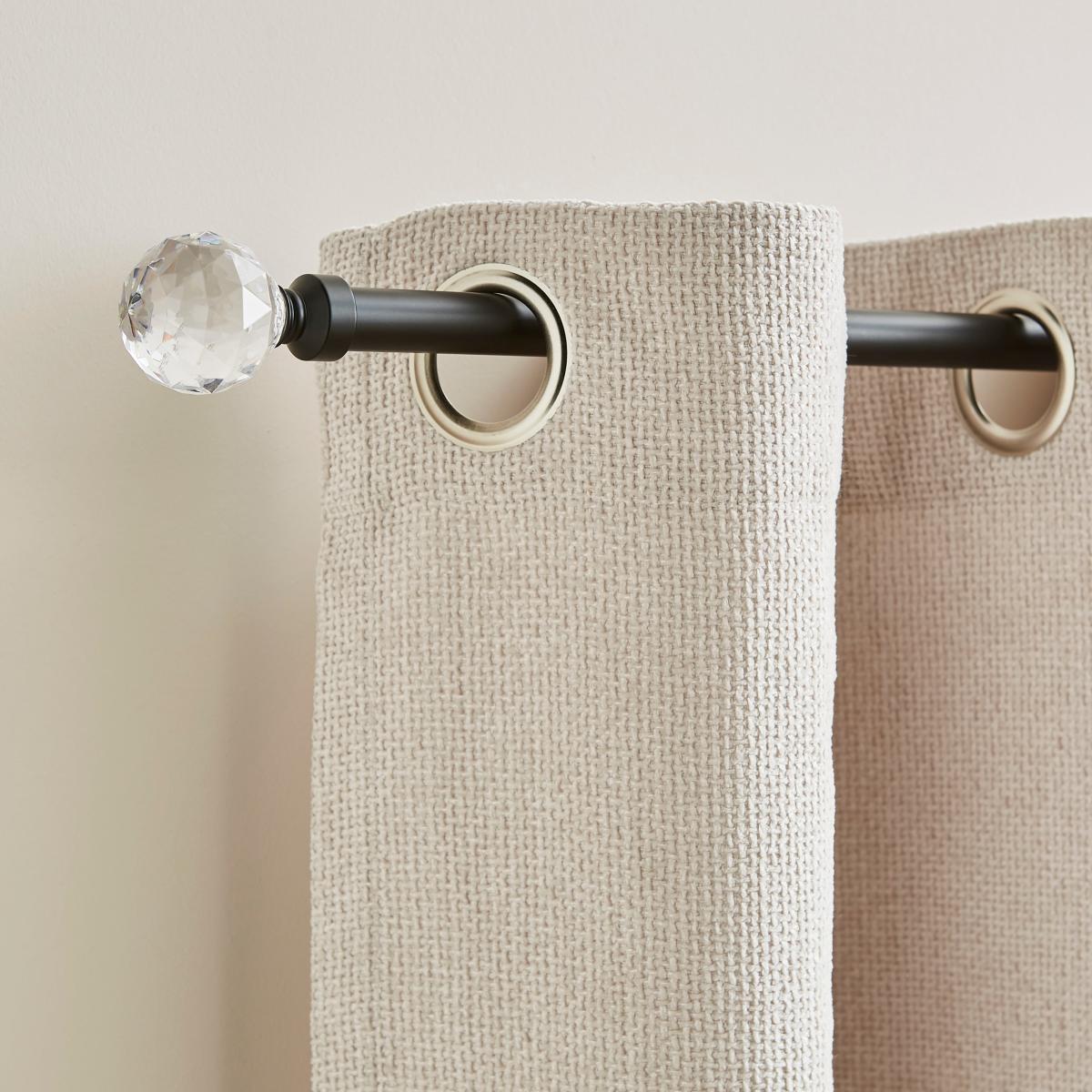 Crystal Ball Extendable Metal Eyelet Curtain Pole Matt Black – image 3