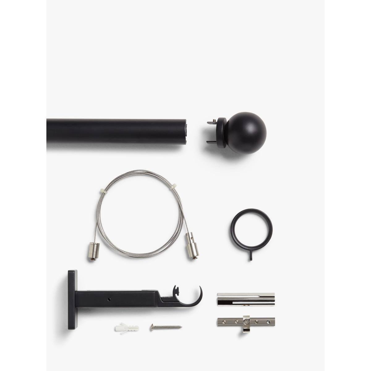 John Lewis & Partners Made to Measure Double Revolution Curtain Pole with Rings and Ball Finials, Wall Fix, Dia.30mm – image 2