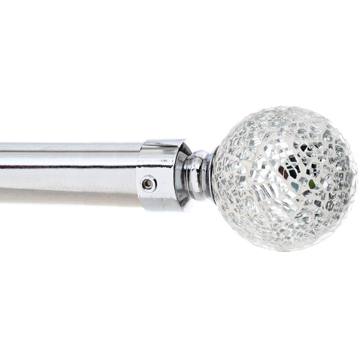 Extendable Curtain Pole with Hollow Bubble Finials - Silver – image 3