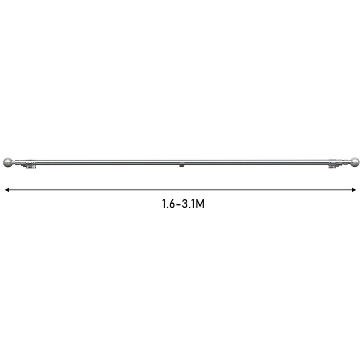 Extendable Curtain Pole with Hollow Bubble Finials - Silver – image 4