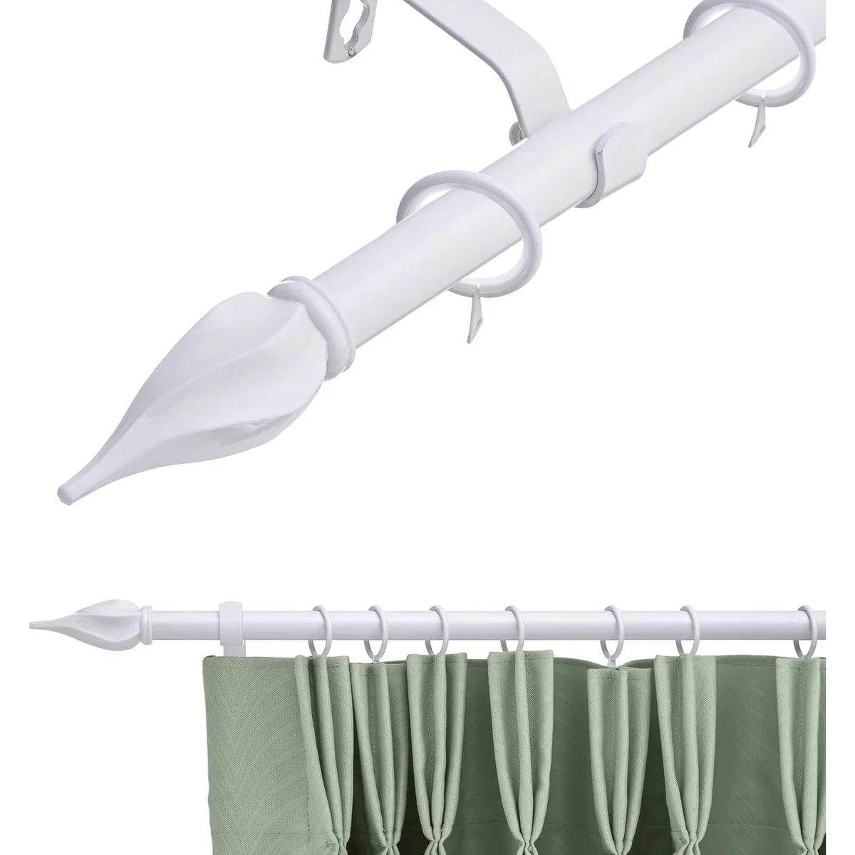 16-19 mm Extendable Metal Curtain Pole Rods Voile Easy Fitting - White