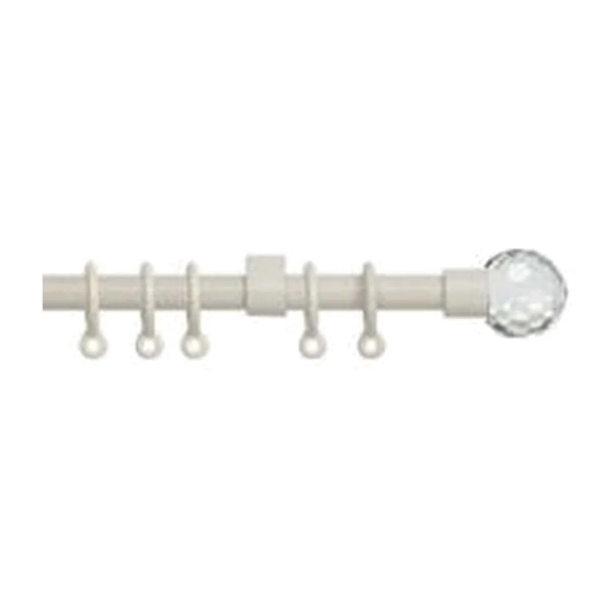 14 - 16mm Cream Crystal Ball Metal Curtain Pole Set - Cream / 150cm