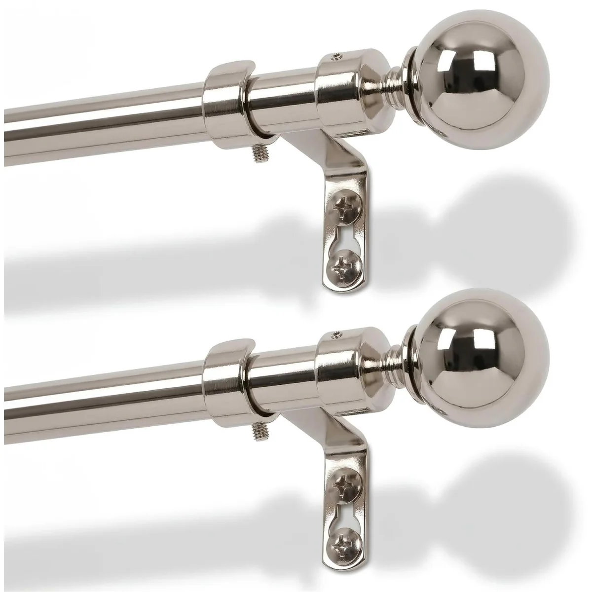 Extendable Metal Ball Curtain Pole Kit - Pack of 2 - Brushed Nickel / 150cm – image 2