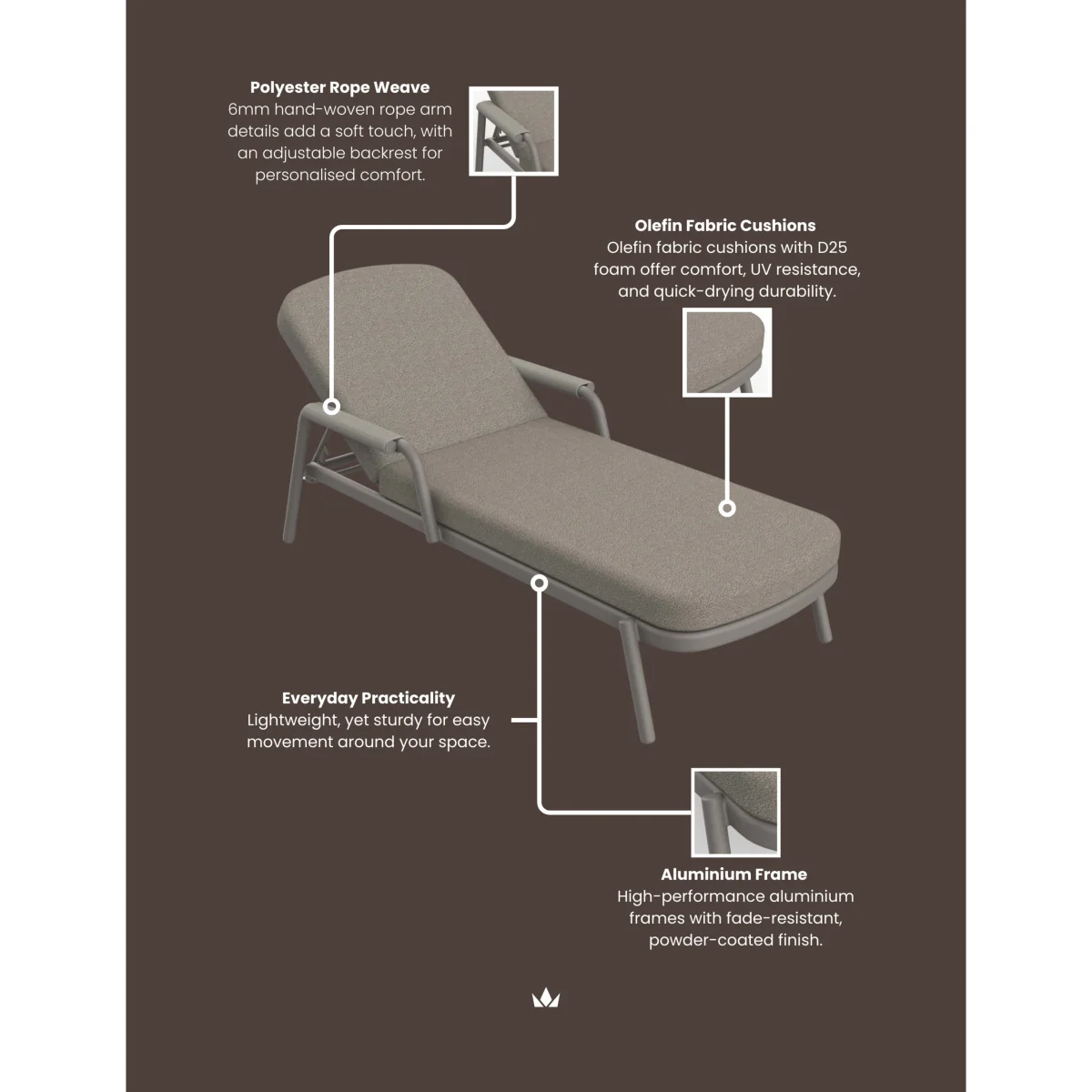 Royalcraft Set of 2 Haze Sun Loungers Beige – image 8