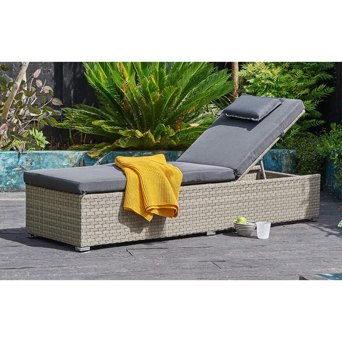 Chesterton Rattan Sun Lounger- Dark Grey