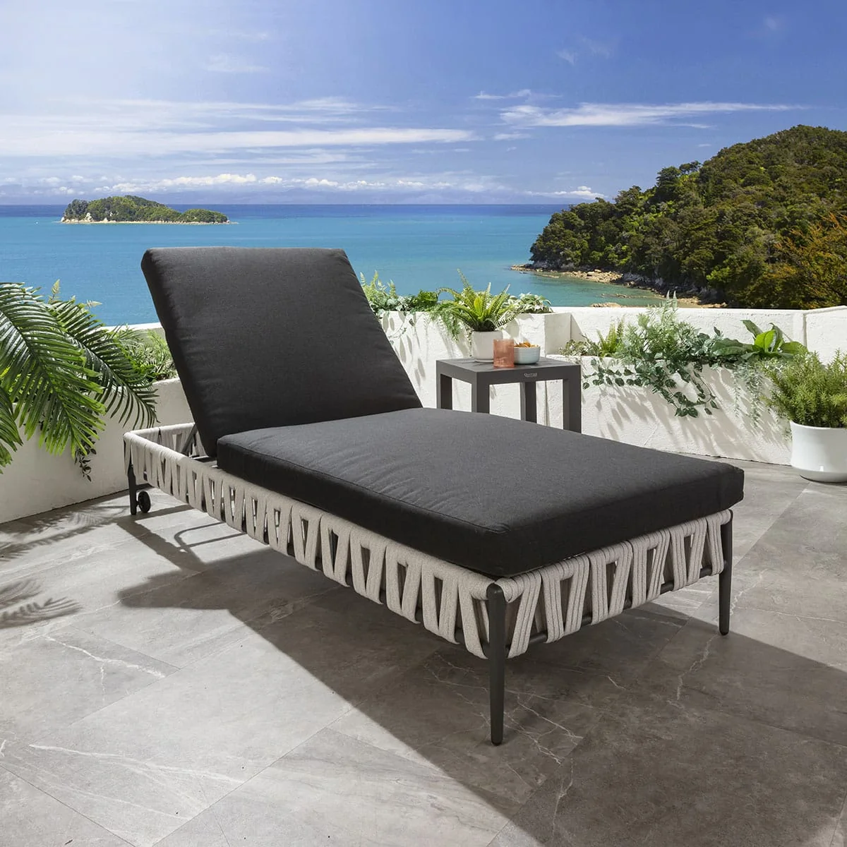 Modern Premium Outdoor Garden Sun Lounger Light Grey Rope 200x77cm – image 6