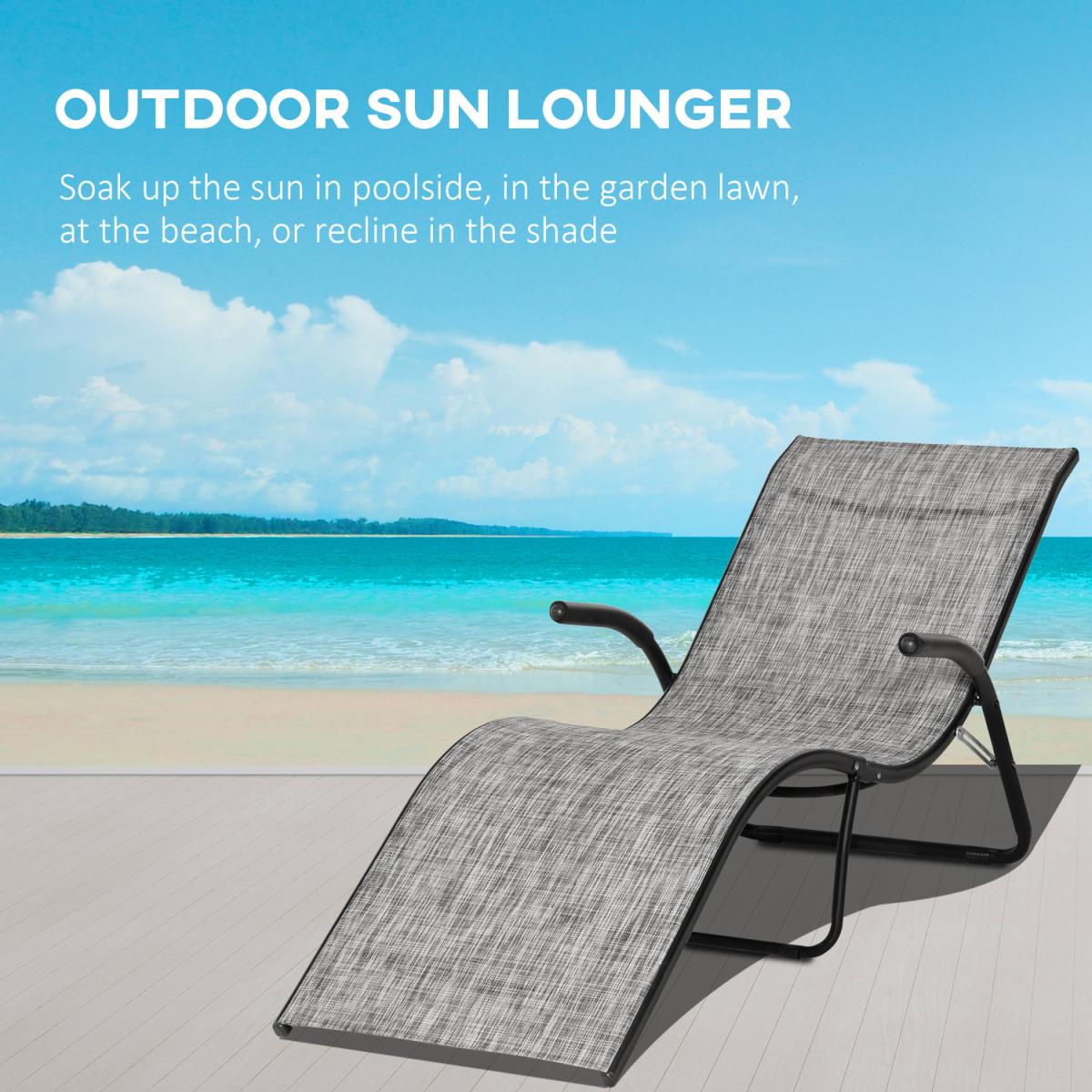 Outdoor Chaise Lounge Folding Lounger Chair - Grey – image 2