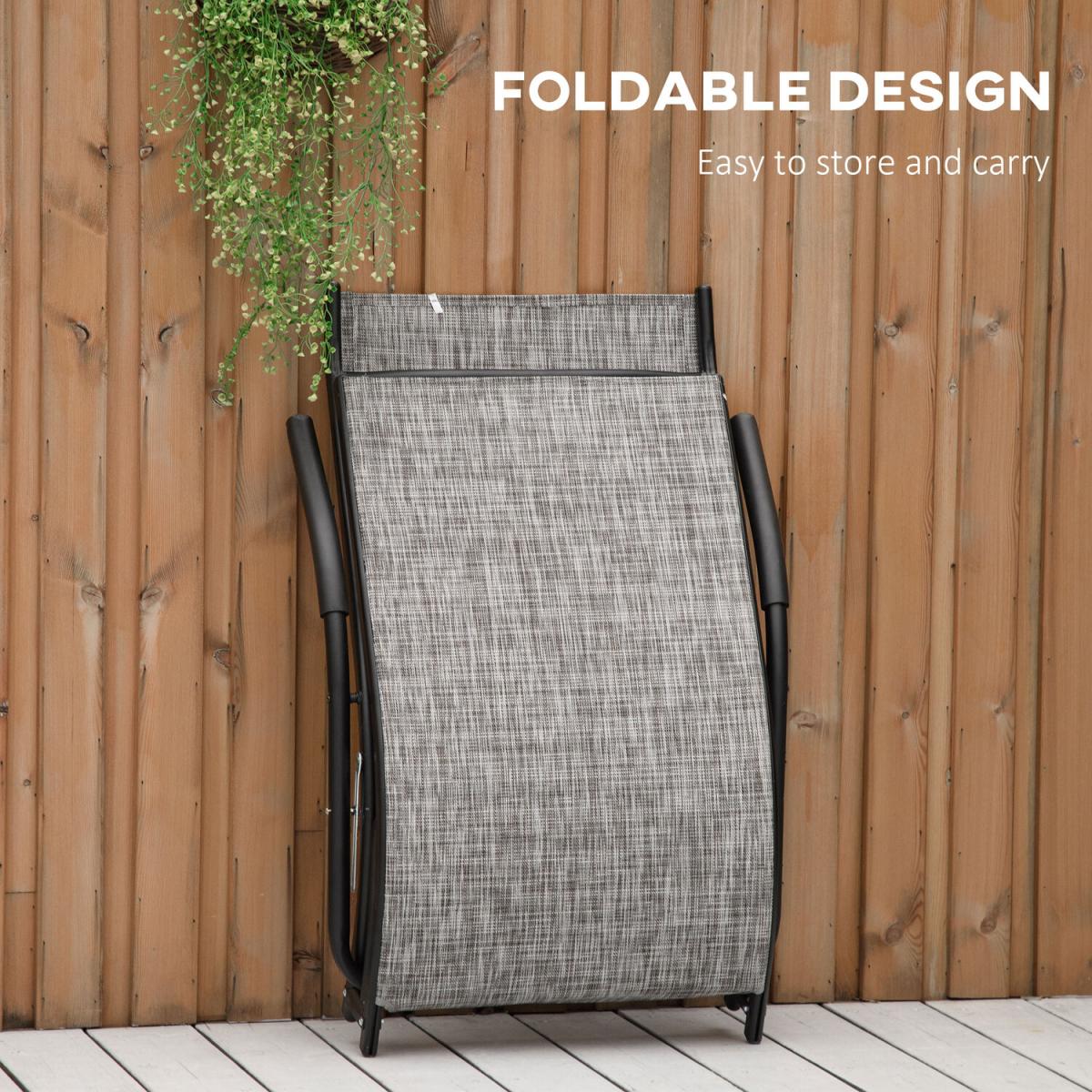 Outdoor Chaise Lounge Folding Lounger Chair - Grey – image 4