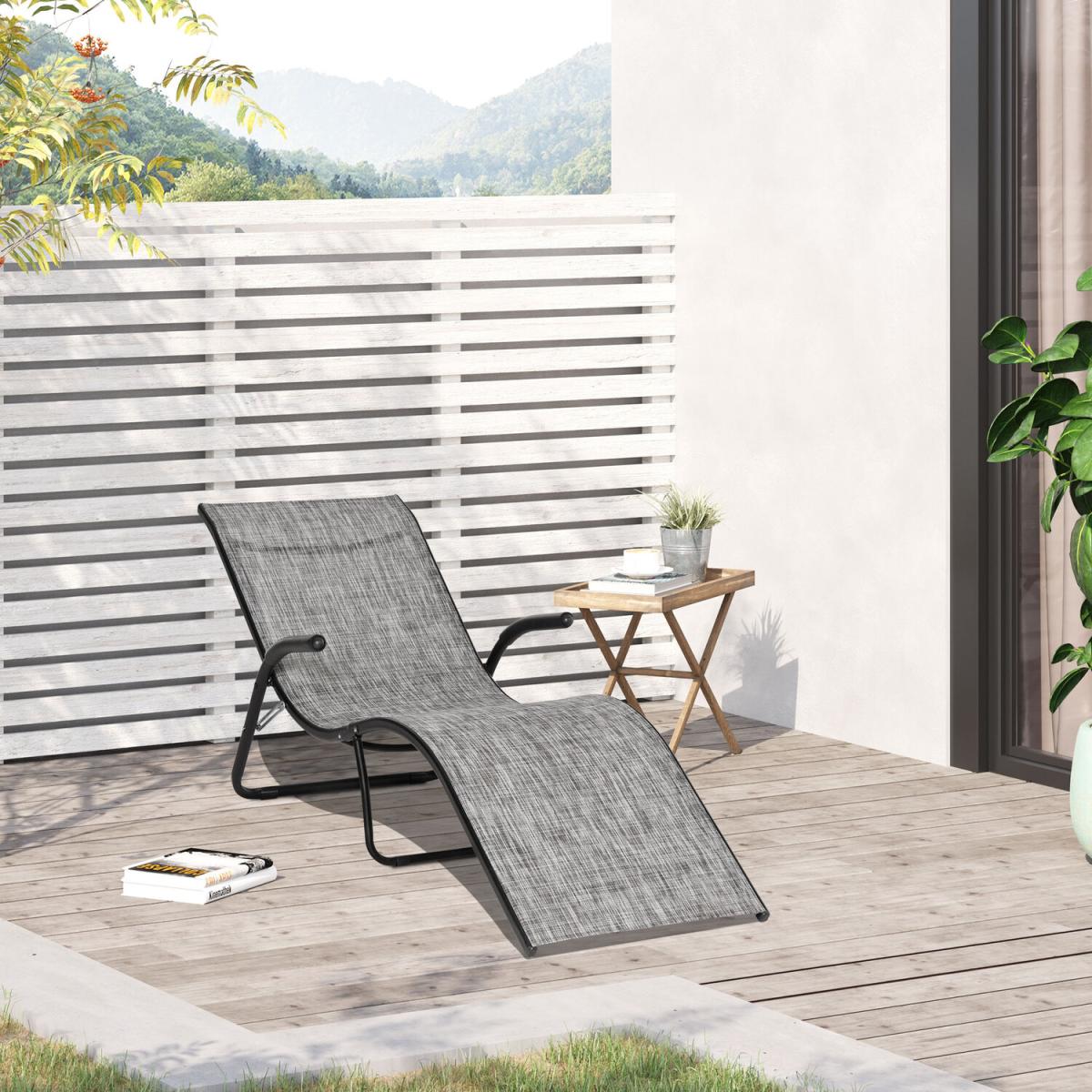 Outdoor Chaise Lounge Folding Lounger Chair - Grey – image 1
