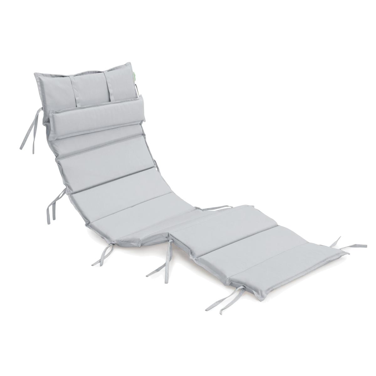 Garden Folding Sun Lounger Cushion Pad with Ties - Grey