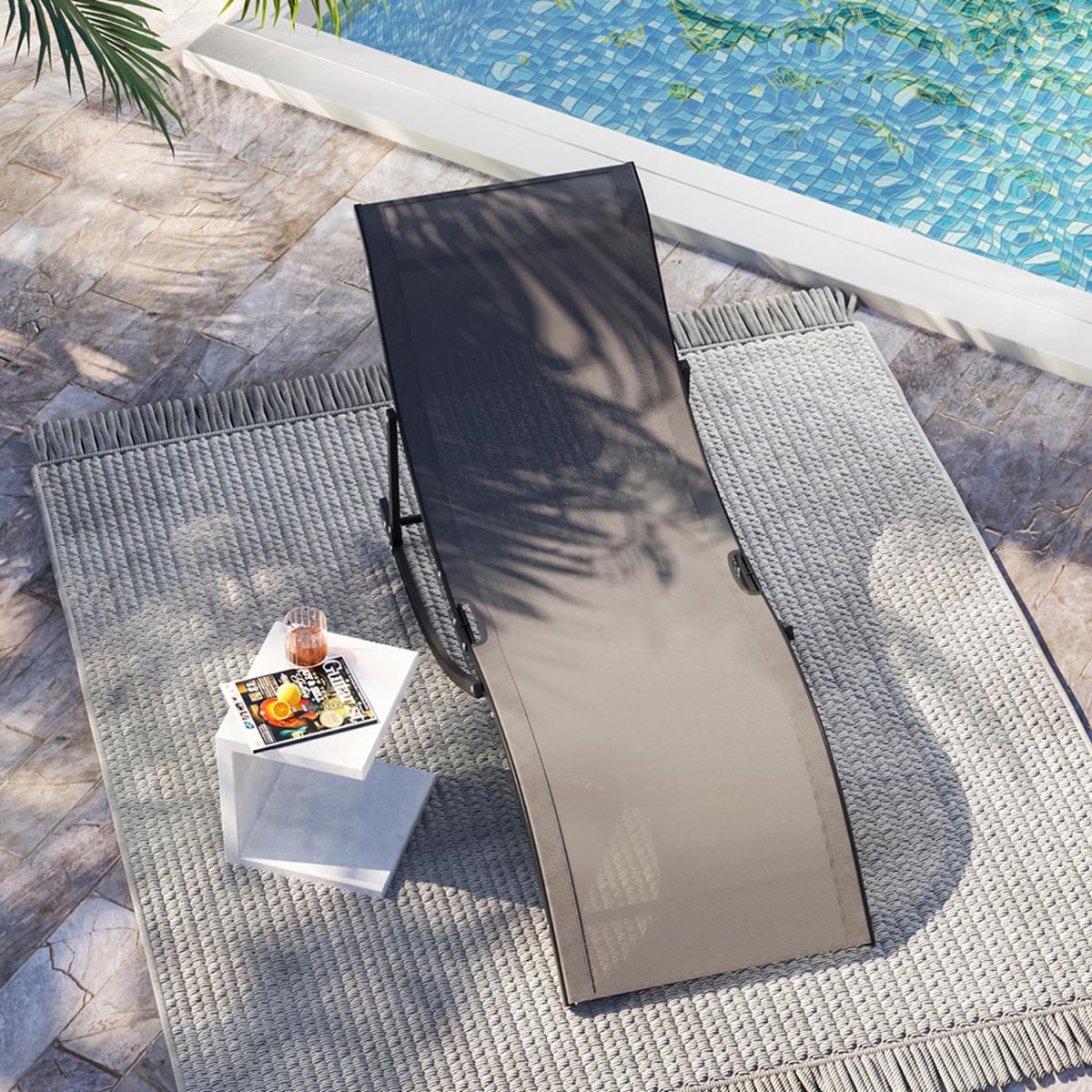 4 Pcs Patio Pool Ergonomic Chaise Lounge Chair - Grey – image 6