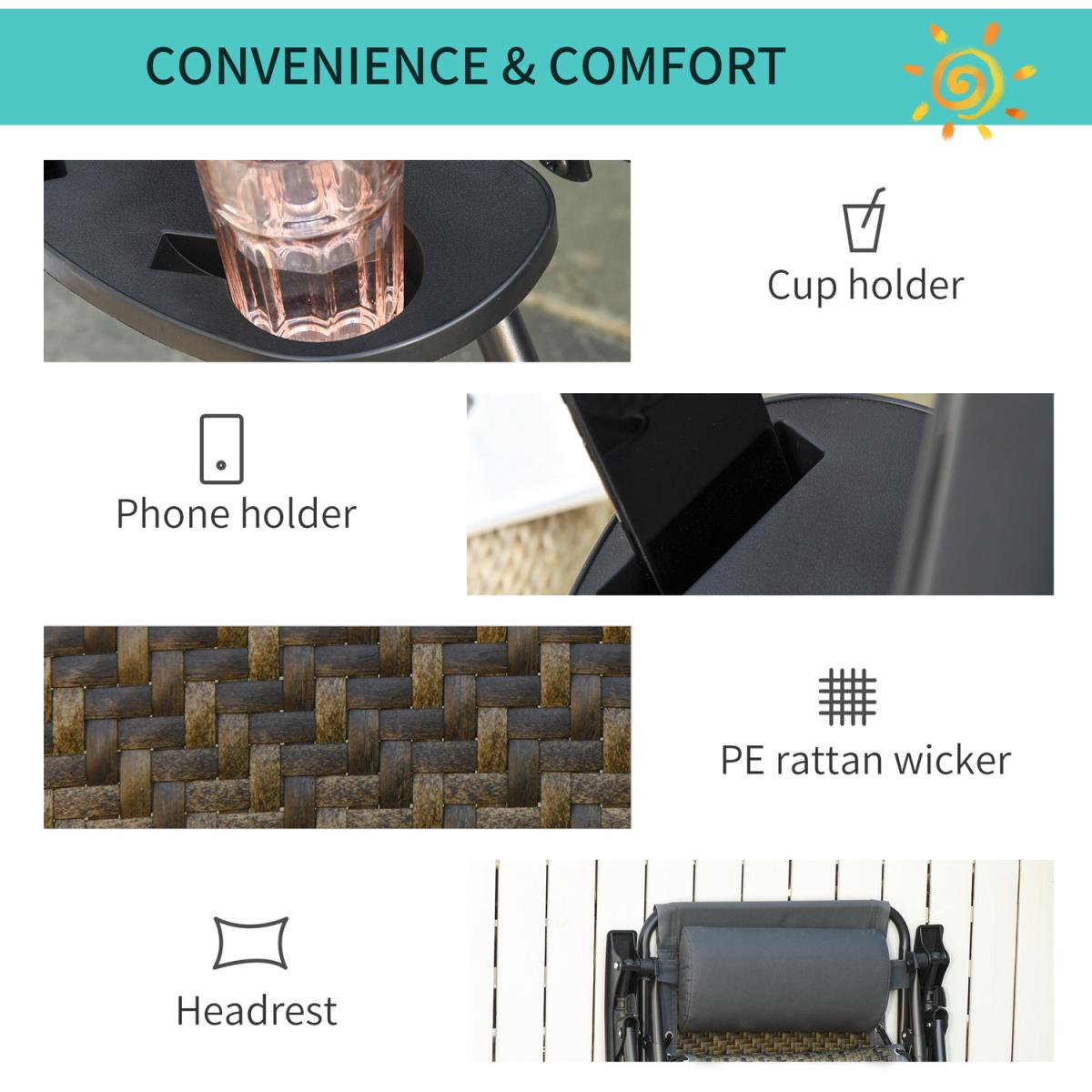 Outdoor Zero Gravity Chair Headrest Cup - Grey – image 5