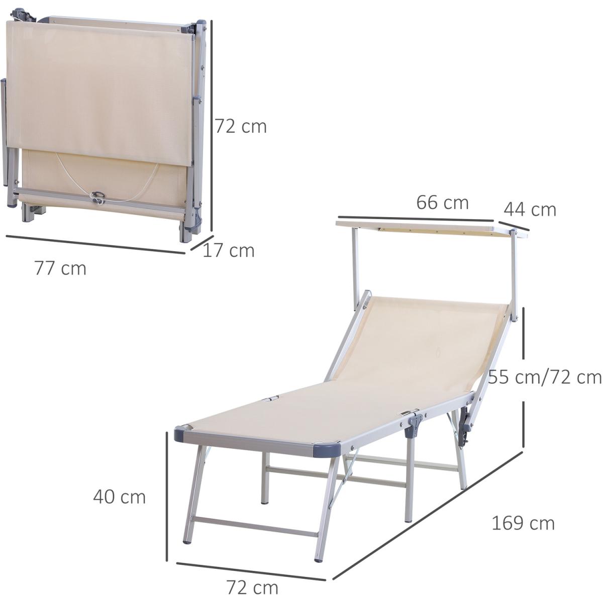 Outdoor Sun Lounger with Adjustable Back Rest - Beige – image 2