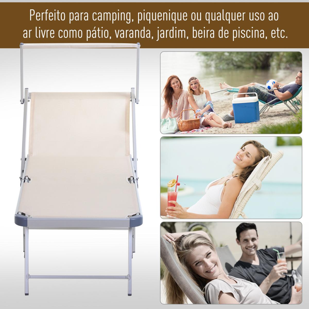 Outdoor Sun Lounger with Adjustable Back Rest - Beige – image 3