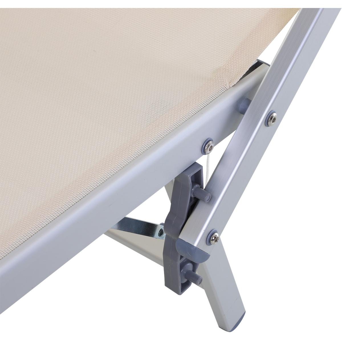 Outdoor Sun Lounger with Adjustable Back Rest - Beige – image 6